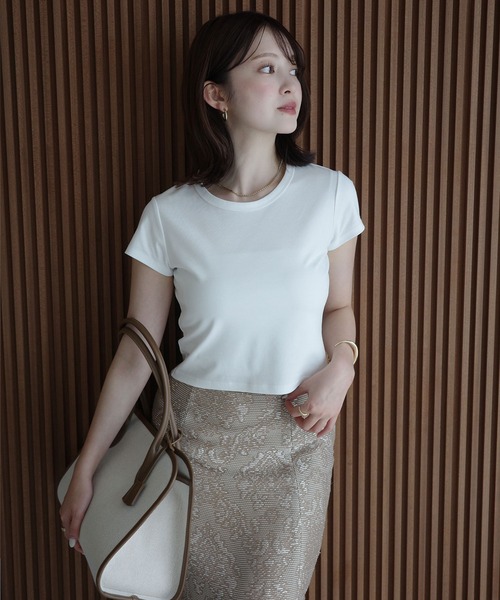 anuans（アニュアンス） tシャツ 半袖 シルクタッチコットンクロップド