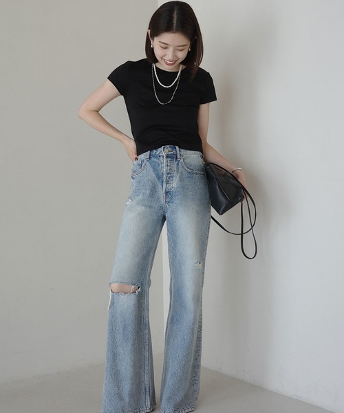 anuans（アニュアンス） tシャツ 半袖 シルクタッチコットンクロップド