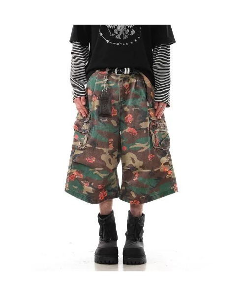 scuffers 花柄総柄ワイドシルエット パープル ハーフパンツ 希少