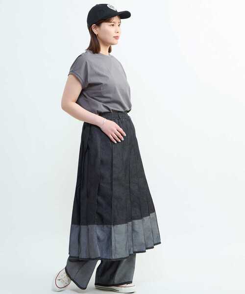 CONVERSE TOKYO ロング スカート LIGHT DENIM PLEATED SKIRT