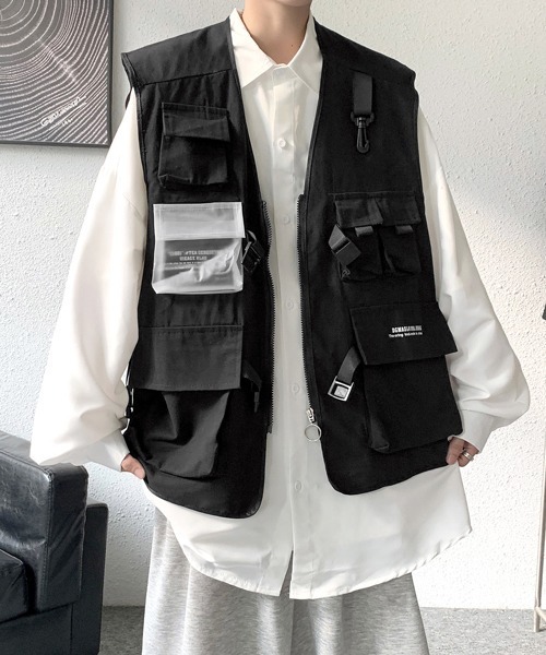 沸騰ブラドン ベスト vest/6ポケット big logo zip 「FVLMEN」6pocket ジレ トップス