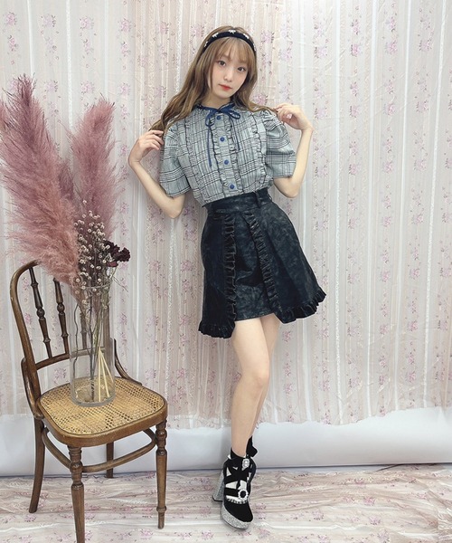 Swankiss（スワンキス） シャツ ブラウス PI check frill B/L