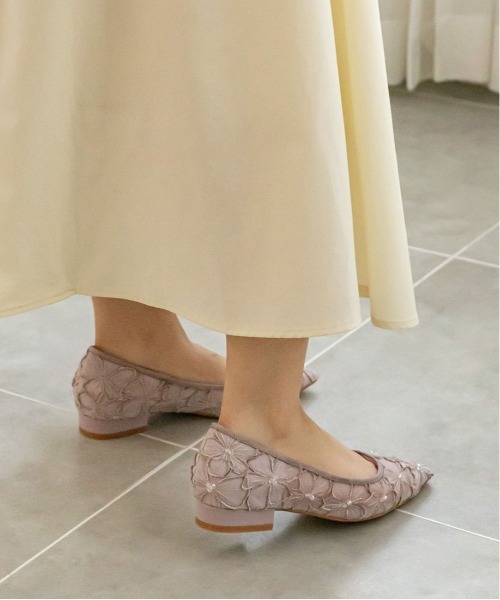 パンプス フラット ラウンドトゥ カメリア フラワー シューズ pp12006_cr3.jpg