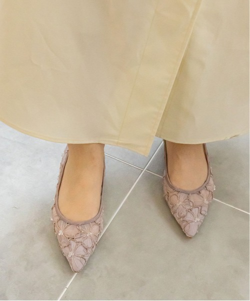 RANDA パンプス シアーフラワーフラットパンプス : ZOZOTOWN