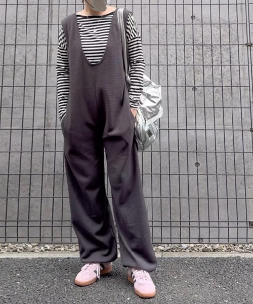 サロペット オーバーオール 「低身長/高身長対応サイズ」2Wayワッフル