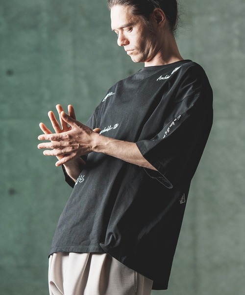 GLIMCLAP tシャツ mt9000- Dotted with embroidery oversized T