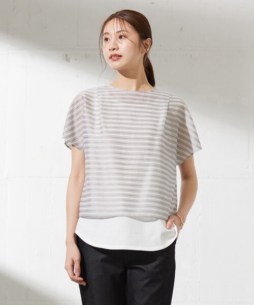 tシャツ シアーボーダーツイン カットソー レディース