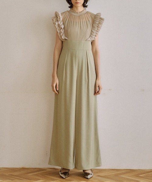 新品✨パンツドレス Frilled highwaist wide pants M LE'RURE パンツドレス Frilled highwaist wide pants : ZOZOTOWN Yahoo