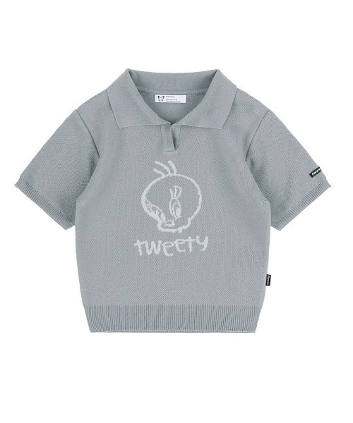 tシャツ A'GEM/9 × .kom 「 FANCY CLUB/ファンシークラブ」 TWEETY COLLAR KNIT CROP TEE/カラーニ FANCY CLUB tシャツ A'GEM/9 × .kom 「 CLUB/ファンシークラブ