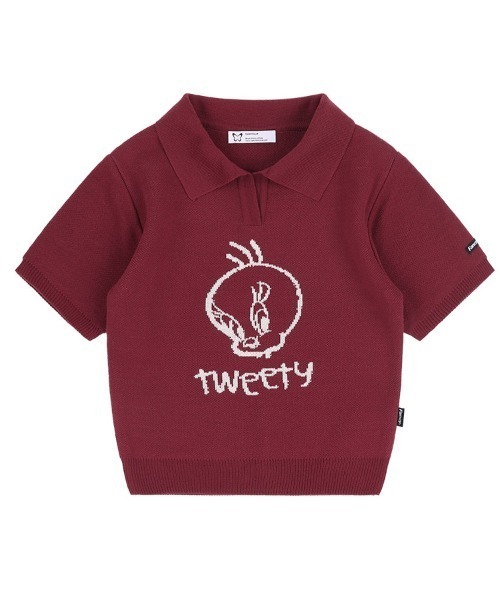 tシャツ A'GEM/9 × .kom 「 FANCY CLUB/ファンシークラブ」 TWEETY COLLAR KNIT CROP TEE/カラーニ FANCY CLUB tシャツ A'GEM/9 × .kom 「 CLUB/ファンシークラブ