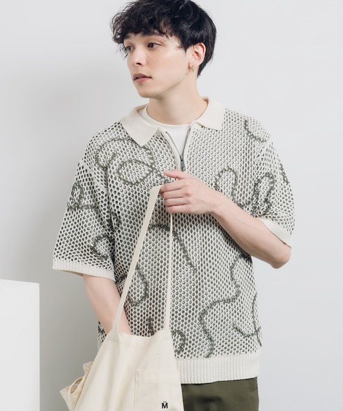 STAND HALF ZIP KNIT：ハーフジップ スタンドカラーニット