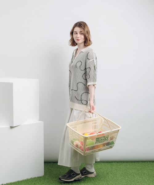 MUHET ニット セーター ハーフジップメッシュニット レディース
