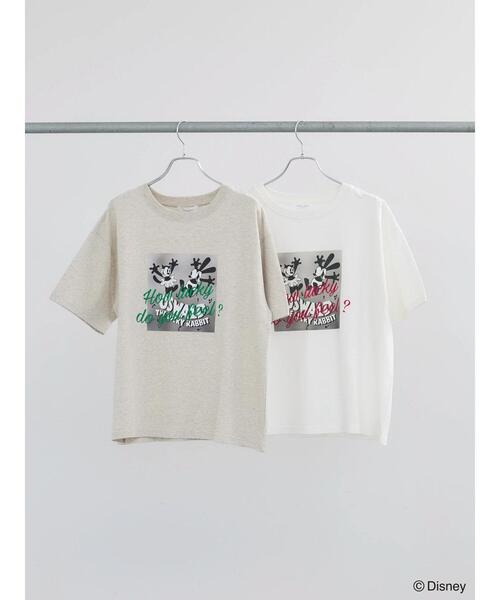 Disney（ディズニー） tシャツ オズワルド/グラフィック刺繍半袖TEE 