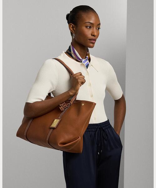 LAUREN RALPH トートバッグ バッグ ペブルド レザー ラージ Emerie 