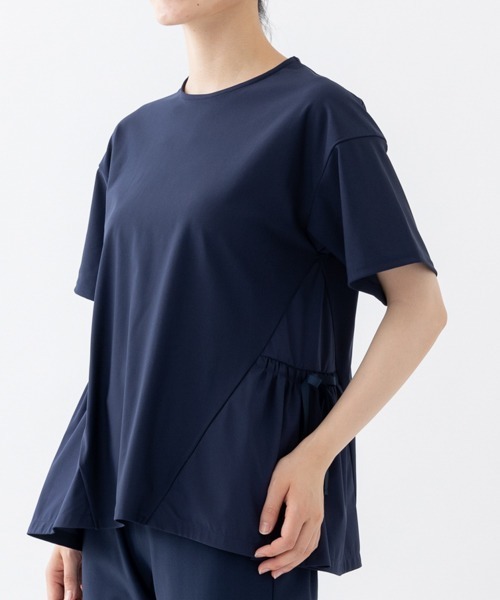 SONO サイドリボン　ハイブリッドプルオーバー　ネイビー　ゆったり Sono ニット セーター 「SONO/ソーノ」「Summer Stretch」サイド
