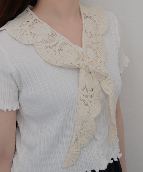 つけ襟 付け襟 「resonance」クロシェ編み ナチュラルデザイン 肩掛けストール「マルチウェイ」 | VIBGYOR Women | 06