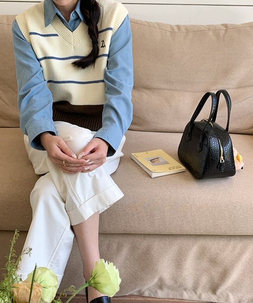 aimoha ベスト ジレ ボーダーニットベスト レディース