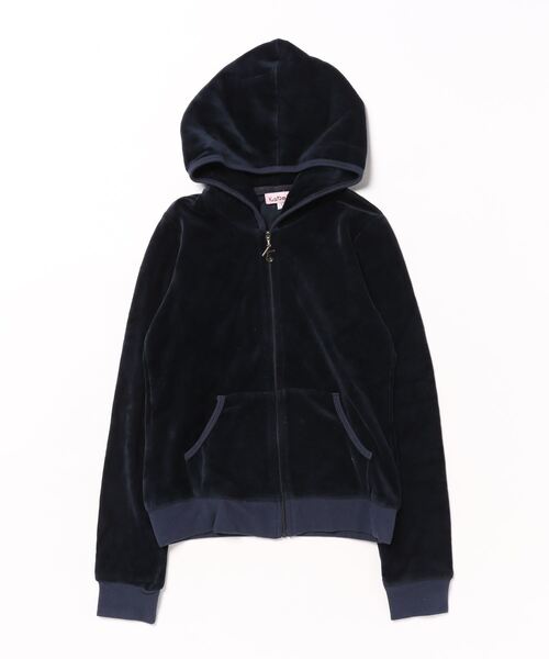 Kanojo パーカー 刺ロゴ入ベロアパーカー キッズ 子供服 女の子