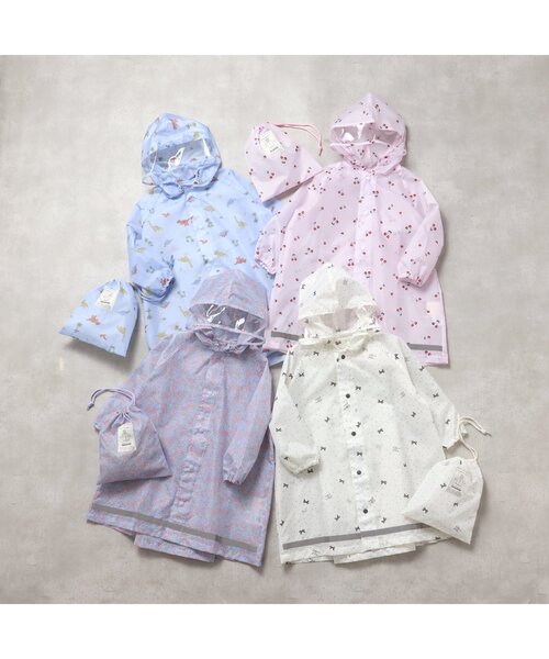 レインコート カッパ 「柄おそろい」レインコート（りぼん・花・さくらんぼ・恐竜） キッズ 子供 男の子 女の子 | apres les cours | 06
