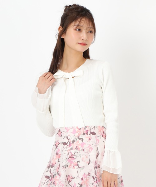 ニット セーター 2025春夏新作 シアーフリルボウタイニット レディース MISCH MASCH ニット セーター 2025春夏新作 シアーフリル