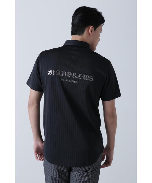 St ANDREWS ポロシャツ 「St ANDREWS」ストライプ半袖ポロシャツ