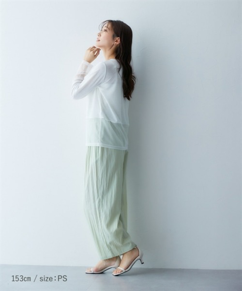 tao  白裏地なしワイドパンツ XWFTP03J1 ライトブリーズ ワイドパンツ 7分丈