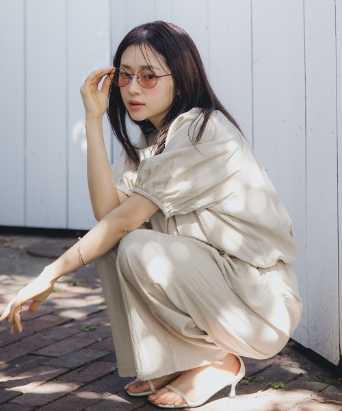 パンツ Doll mini pants BEIGE S Petitjo パンツ 小さいサイズ ワッシャーギャザーワイドパンツ