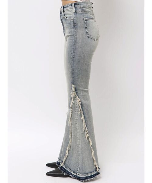 新品 GYDA ハイウエスト サイド フリンジ フレア デニム パンツ ジェイダ GYDA ジーンズ デニム デニムパンツ ハイウエストSIDEフリンジ