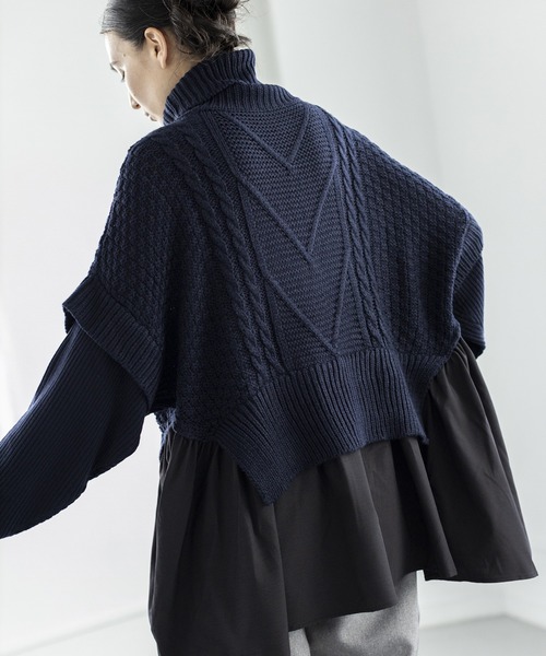 「OSMOSIS」 タートルネックニット ONE SIZE ネイビー レディース_画像4