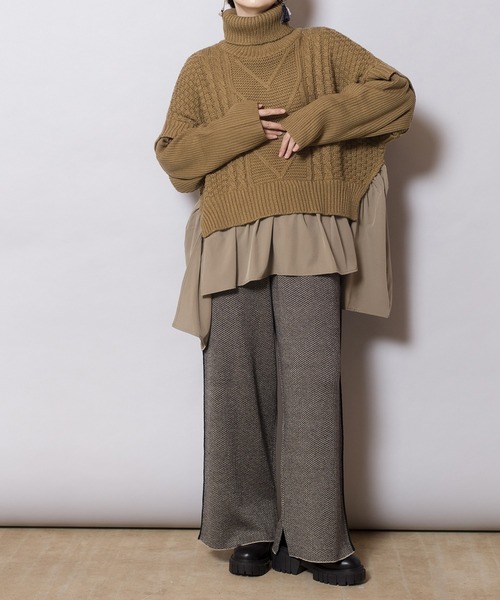 「OSMOSIS」 タートルネックニット ONE SIZE ネイビー レディース_画像7