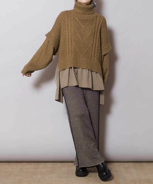 「OSMOSIS」 タートルネックニット ONE SIZE ネイビー レディース_画像8