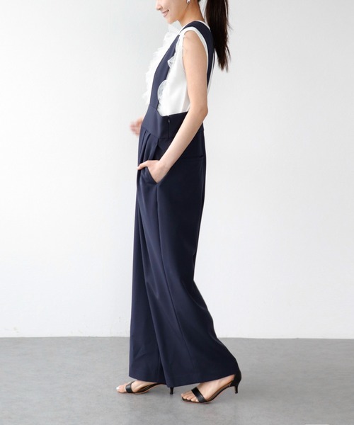 オールインワンパンツ 楽天市場】サロペット オールインワン ワイドパンツ レディース 重ね着