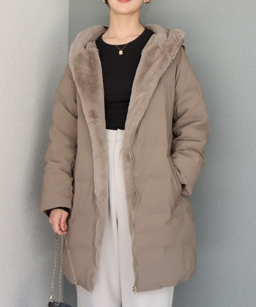 「libelle more」 「MARBLEWALTZ」ダウンコート M ネイビー レディース_画像4