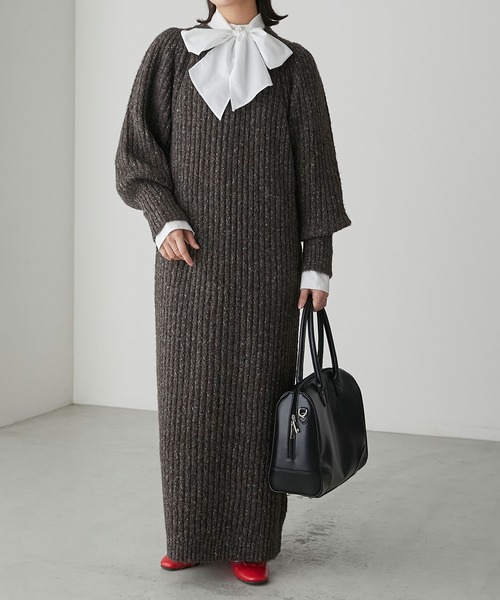 「BONLECILL」 ニットワンピース FREE ブラウン レディース_画像2