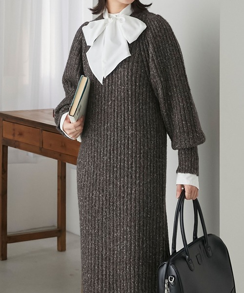 「BONLECILL」 ニットワンピース FREE ブラウン レディース_画像5