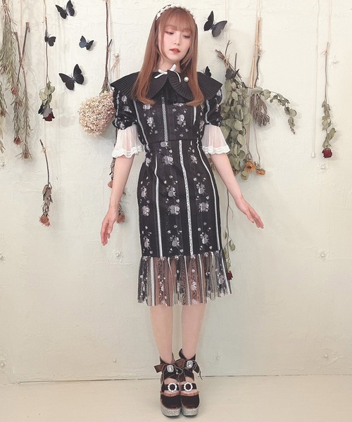 swankiss スワンキス ビジュー半袖ブラウス　まとめ売りフリーサイズ地雷系 Swankiss/スワンキス】フラワーデザインパフスリーブガーリー