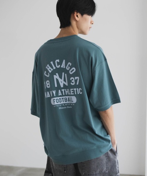 NAVY tシャツ オーバーサイズカレッジスウェットTシャツ ユニセックス