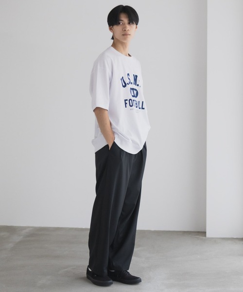 NAVY tシャツ オーバーサイズカレッジスウェットTシャツ ユニセックス