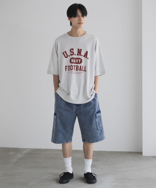 NAVY tシャツ オーバーサイズカレッジスウェットTシャツ ユニセックス