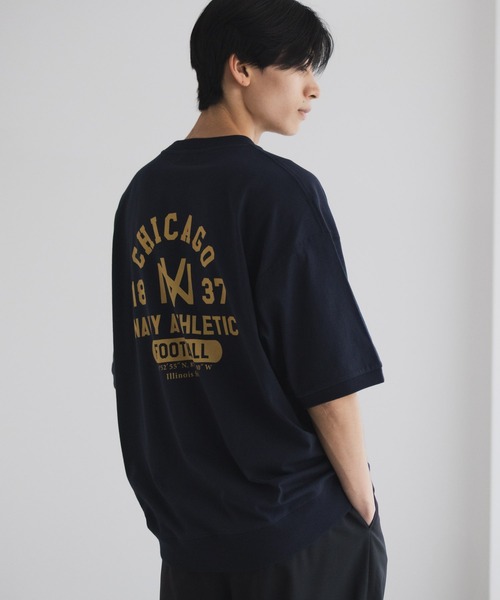 NAVY tシャツ オーバーサイズカレッジスウェットTシャツ ユニセックス