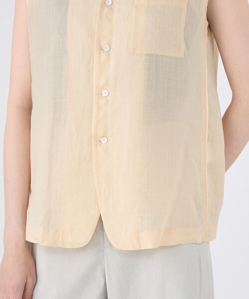 MACPHEE（マカフィー） ベスト ジレ ラミーソリッド Vネックジレ