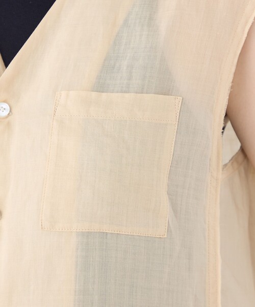 MACPHEE（マカフィー） ベスト ジレ ラミーソリッド Vネックジレ
