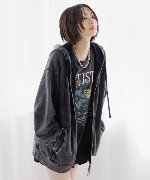パーカー 「UNISEX/選べる着丈」ピグメントZIPパーカー レディース メンズ