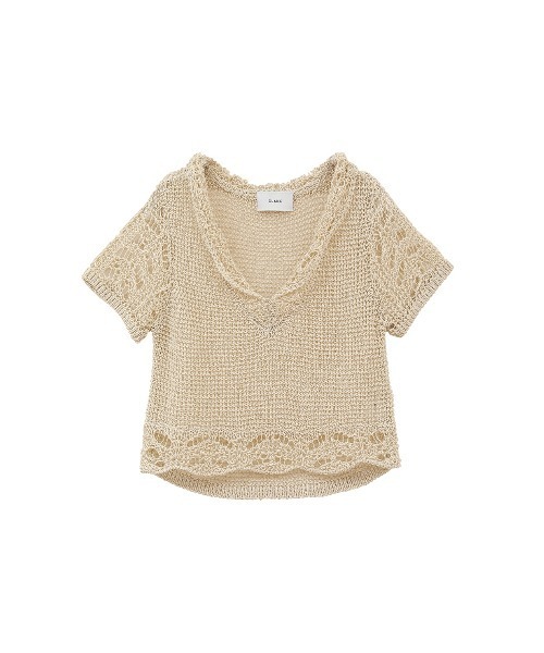 CLANE/クラネ　CROCHET FRILL KNIT TOPS　ベージュ CLANE ニット セーター CLANE/クラネ/ CROPPED CROCHET KNIT