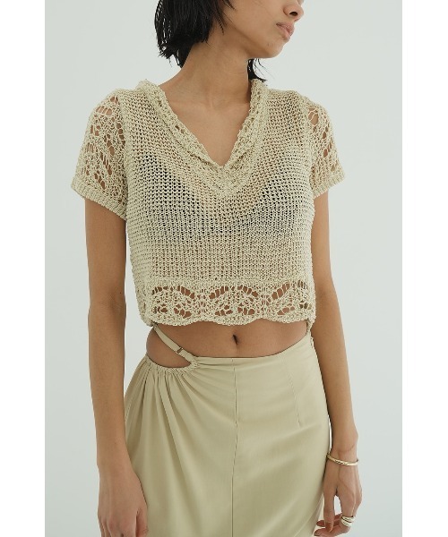 CLANE ニット セーター CLANE/クラネ/ CROPPED CROCHET KNIT