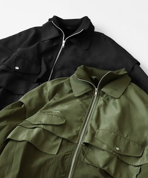 antiqua（アンティカ） 「tree cafe」ナイロンブルゾン FREE ブラック