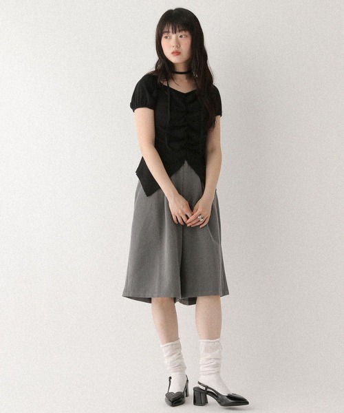 Heather（ヘザー） ハーフパンツ ワイドパンツ パンツ タックハーフ