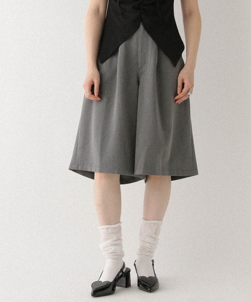 Heather（ヘザー） ハーフパンツ ワイドパンツ パンツ タックハーフ