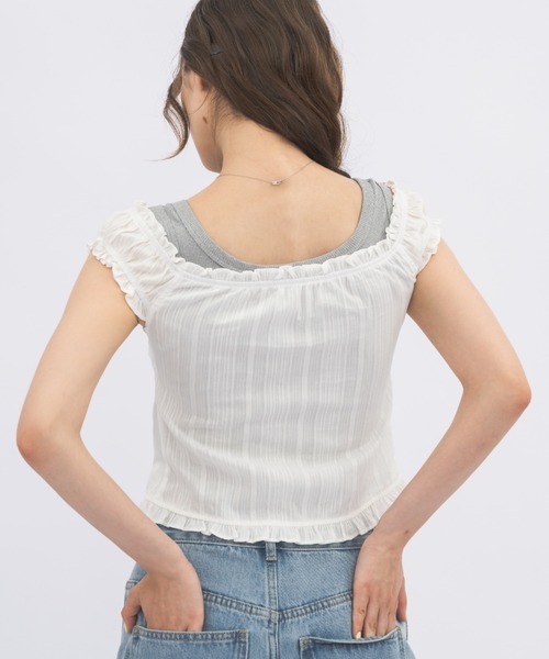 ブラウス シャツ 2way shirring puff frill blouse/ 2wayコットンパフスリブラウス レディース ブラウス シャツ 2way shirring puff frill blouse/ 2way