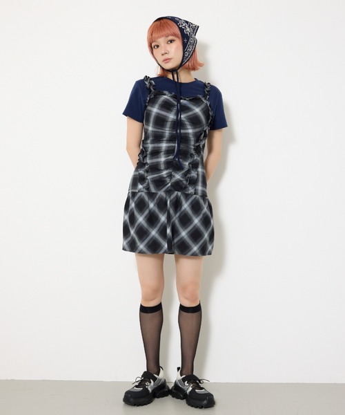 SLY ワンピース 「2025AW」CHECK FRILL S/OP チェック フリル
